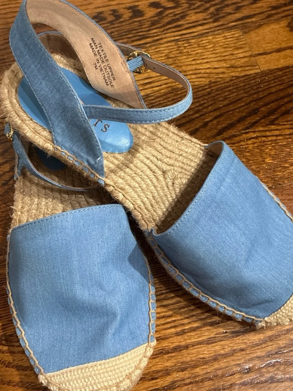 Talbots Light Blue Canvas Espadrille Slingback Wedges